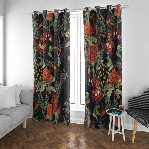 Australia Palm Cockatoo Window Curtain Aussie Native Flowers - Aussie Hoodie