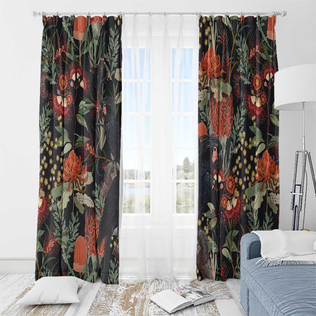 Australia Palm Cockatoo Window Curtain Aussie Native Flowers - Aussie Hoodie