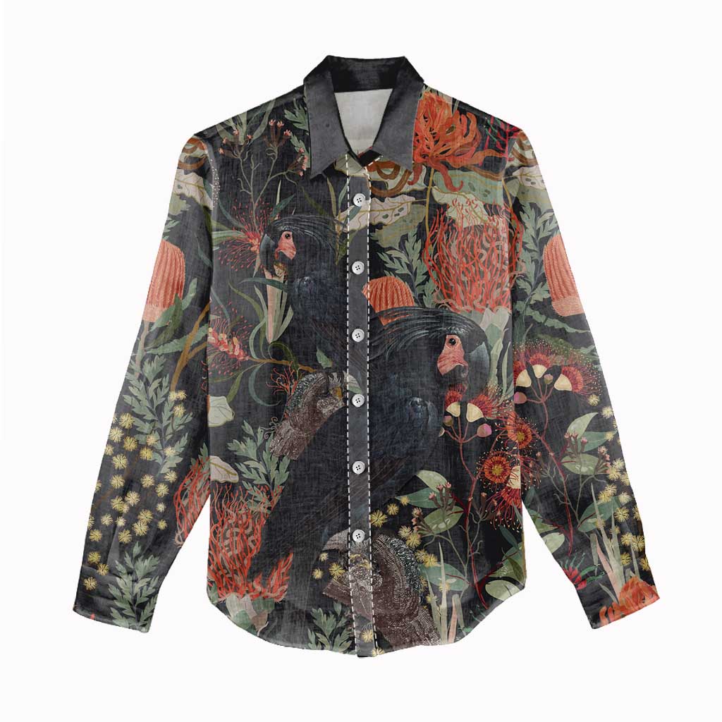 Australia Palm Cockatoo Women Casual Shirt Aussie Native Flowers - Aussie Hoodie