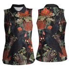 Australia Palm Cockatoo Women Sleeveless Polo Shirt Aussie Native Flowers - Aussie Hoodie