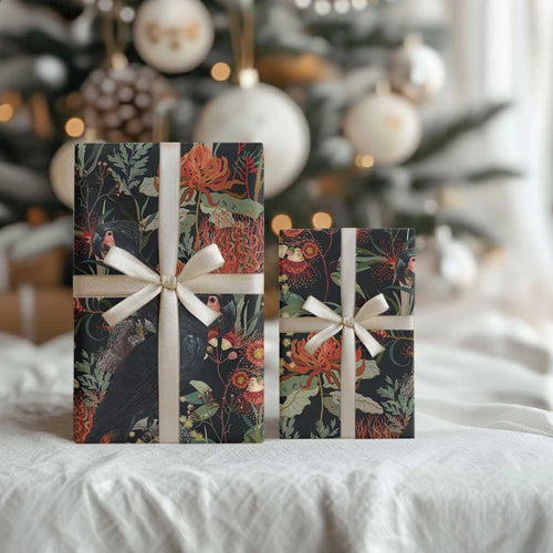 Australia Palm Cockatoo Wrapping Paper Aussie Native Flowers - Aussie Hoodie