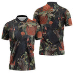 Australia Palm Cockatoo Zipper Polo Shirt Aussie Native Flowers - Aussie Hoodie