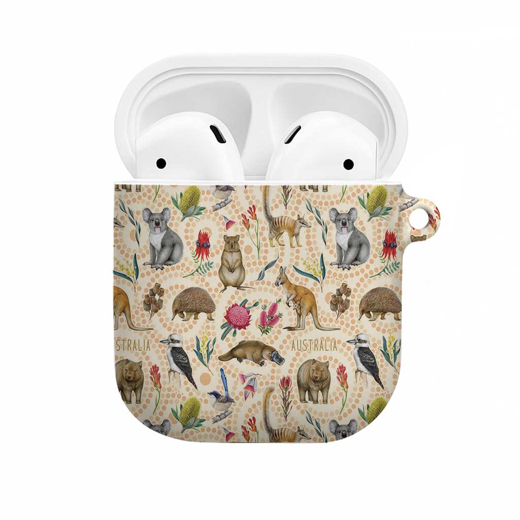 Australia Native Animals AirPods Case Aussie Aboriginal Art Seamless Vibes - Aussie Hoodie