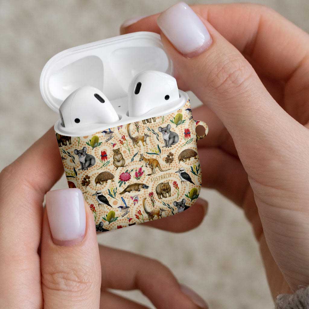 Australia Native Animals AirPods Case Aussie Aboriginal Art Seamless Vibes - Aussie Hoodie