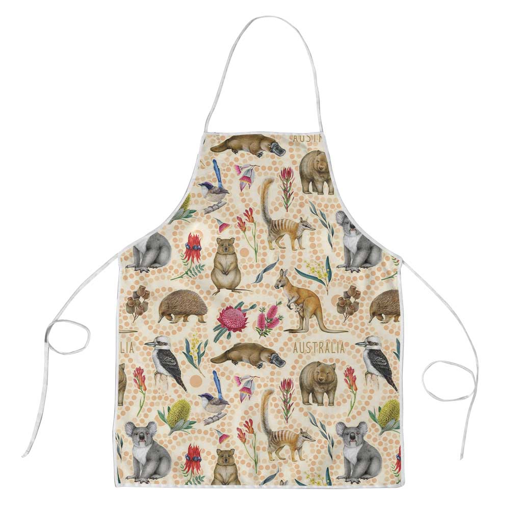 Australia Native Animals Apron Aussie Aboriginal Art Seamless Vibes - Aussie Hoodie