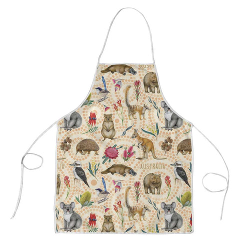 Australia Native Animals Apron Aussie Aboriginal Art Seamless Vibes - Aussie Hoodie