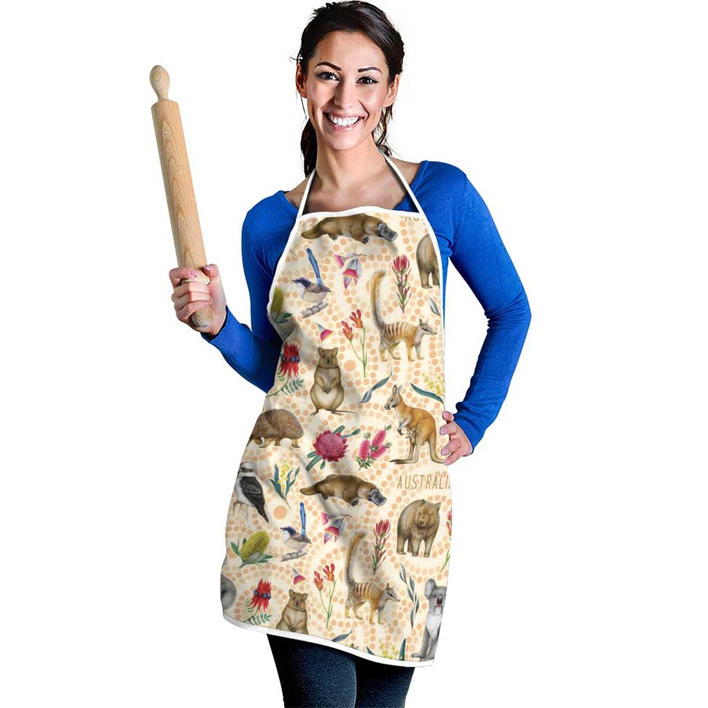 Australia Native Animals Apron Aussie Aboriginal Art Seamless Vibes - Aussie Hoodie