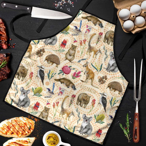 Australia Native Animals Apron Aussie Aboriginal Art Seamless Vibes - Aussie Hoodie