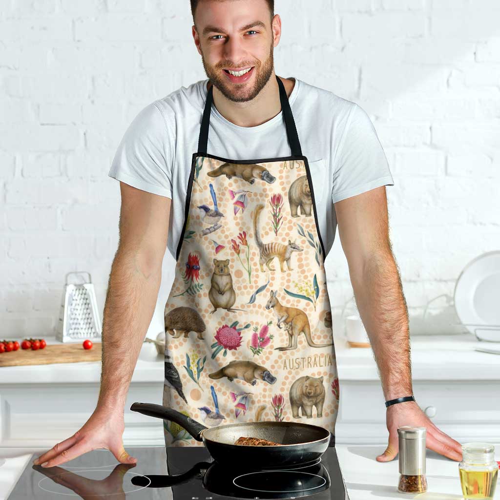 Australia Native Animals Apron Aussie Aboriginal Art Seamless Vibes - Aussie Hoodie