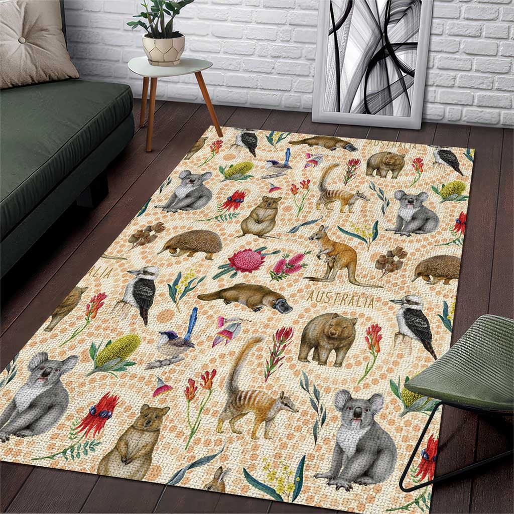 Australia Native Animals Area Rug Aussie Aboriginal Art Seamless Vibes - Aussie Hoodie