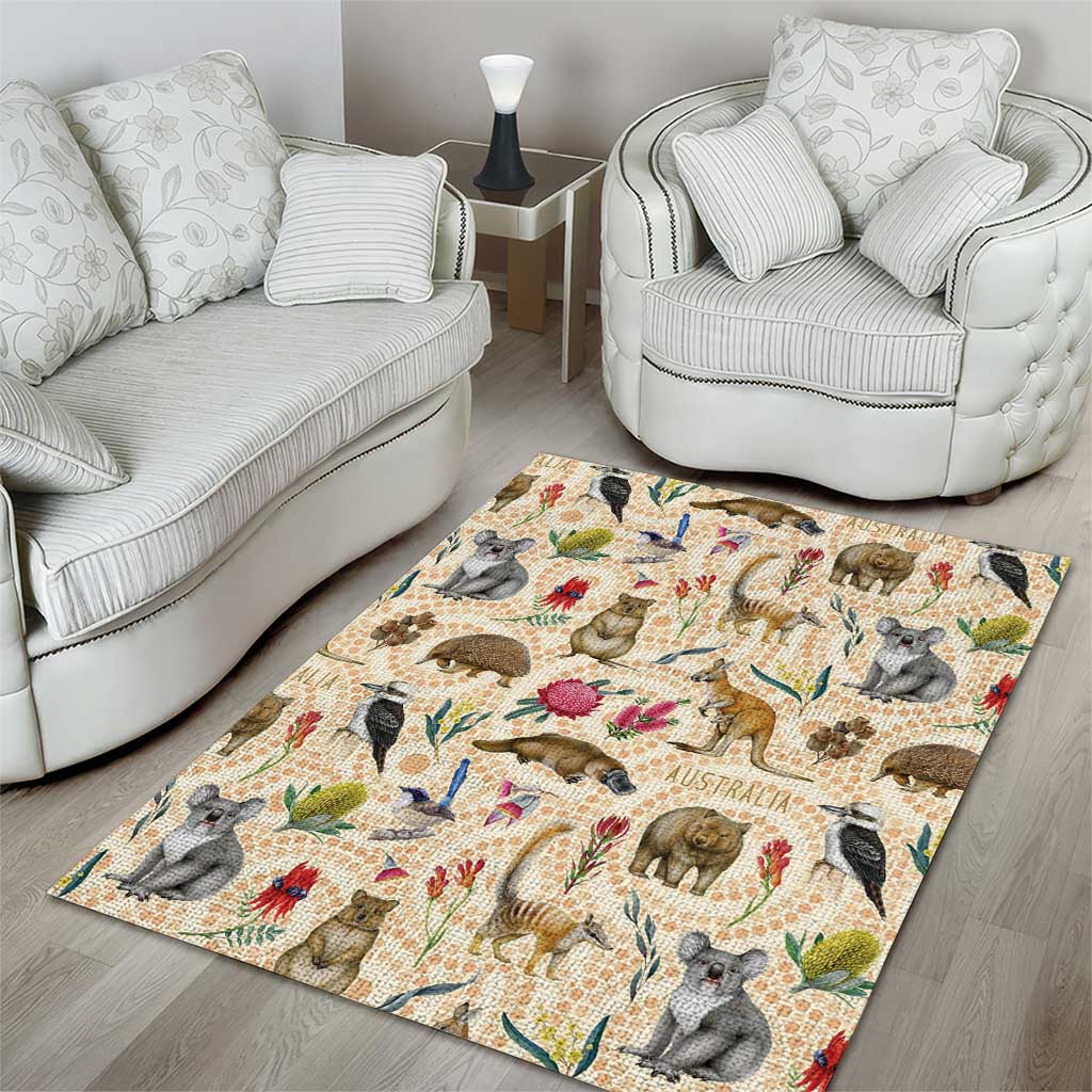 Australia Native Animals Area Rug Aussie Aboriginal Art Seamless Vibes - Aussie Hoodie