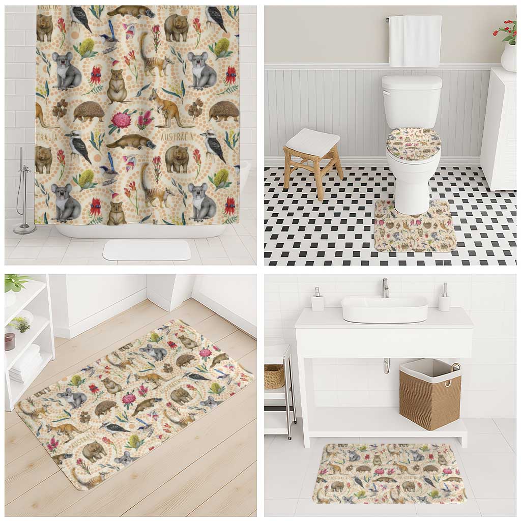 Australia Native Animals Bathroom Set Aussie Aboriginal Art Seamless Vibes - Aussie Hoodie