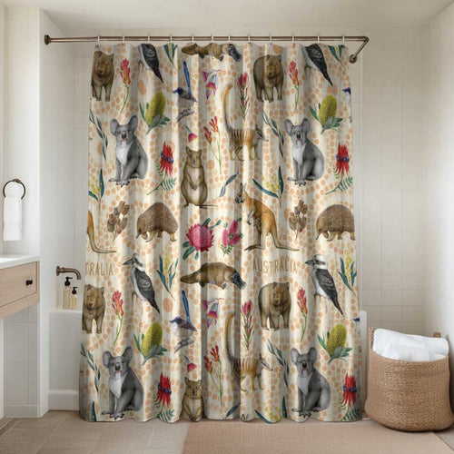 Australia Native Animals Bathroom Set Aussie Aboriginal Art Seamless Vibes - Aussie Hoodie