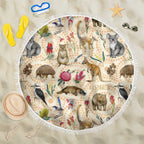 Australia Native Animals Beach Blanket Aussie Aboriginal Art Seamless Vibes - Aussie Hoodie