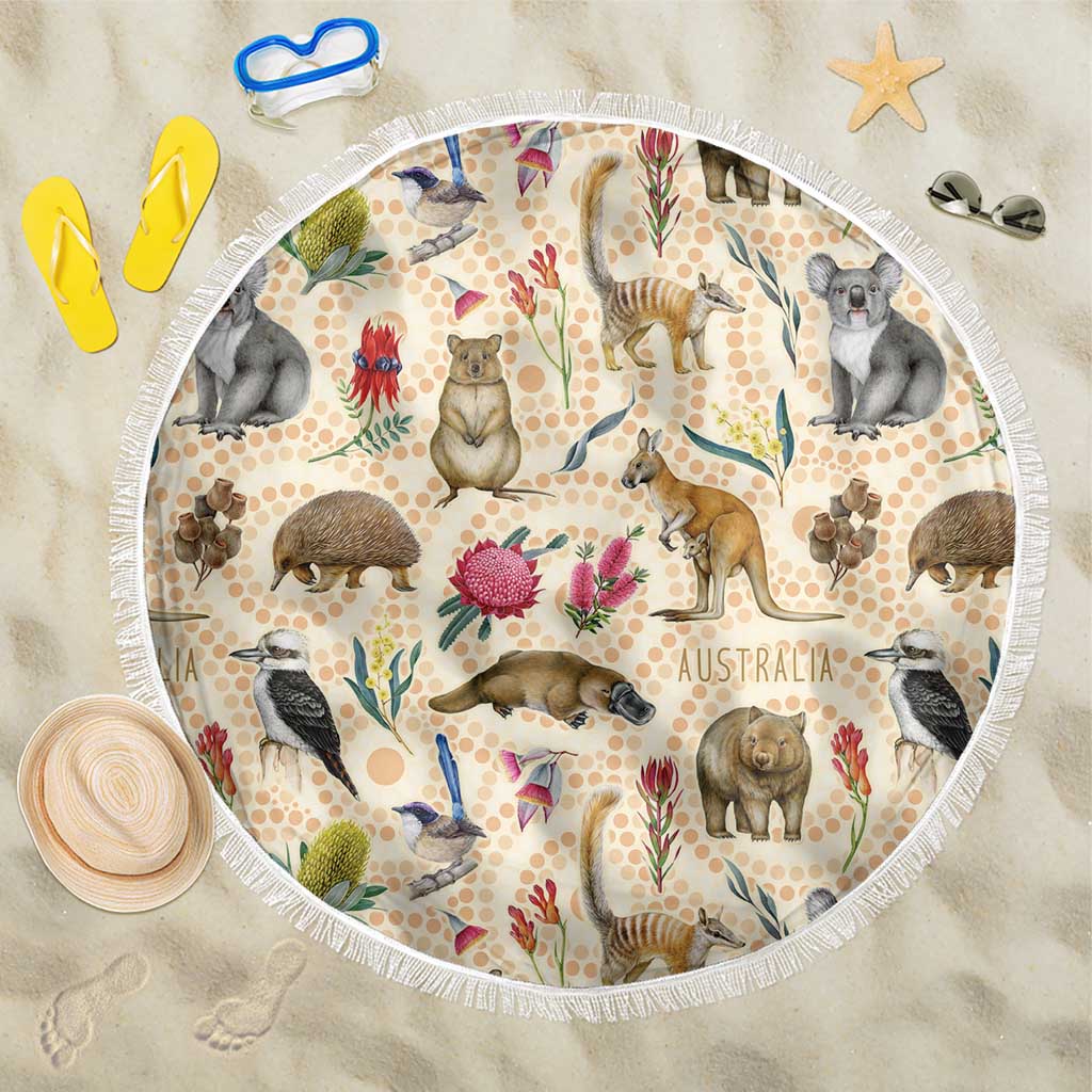 Australia Native Animals Beach Blanket Aussie Aboriginal Art Seamless Vibes - Aussie Hoodie