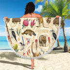Australia Native Animals Beach Blanket Aussie Aboriginal Art Seamless Vibes - Aussie Hoodie