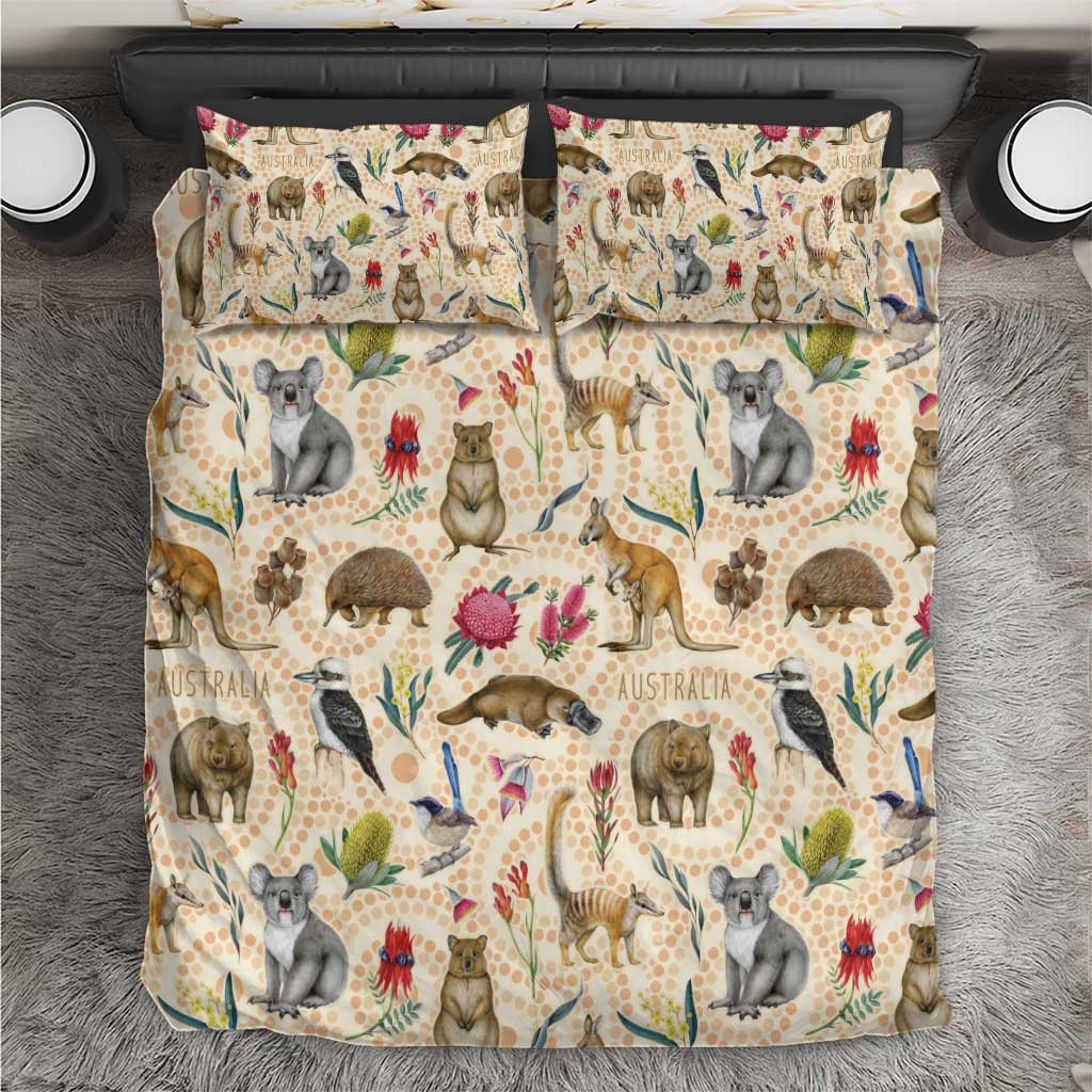 Australia Native Animals Bedding Set Aussie Aboriginal Art Seamless Vibes - Aussie Hoodie
