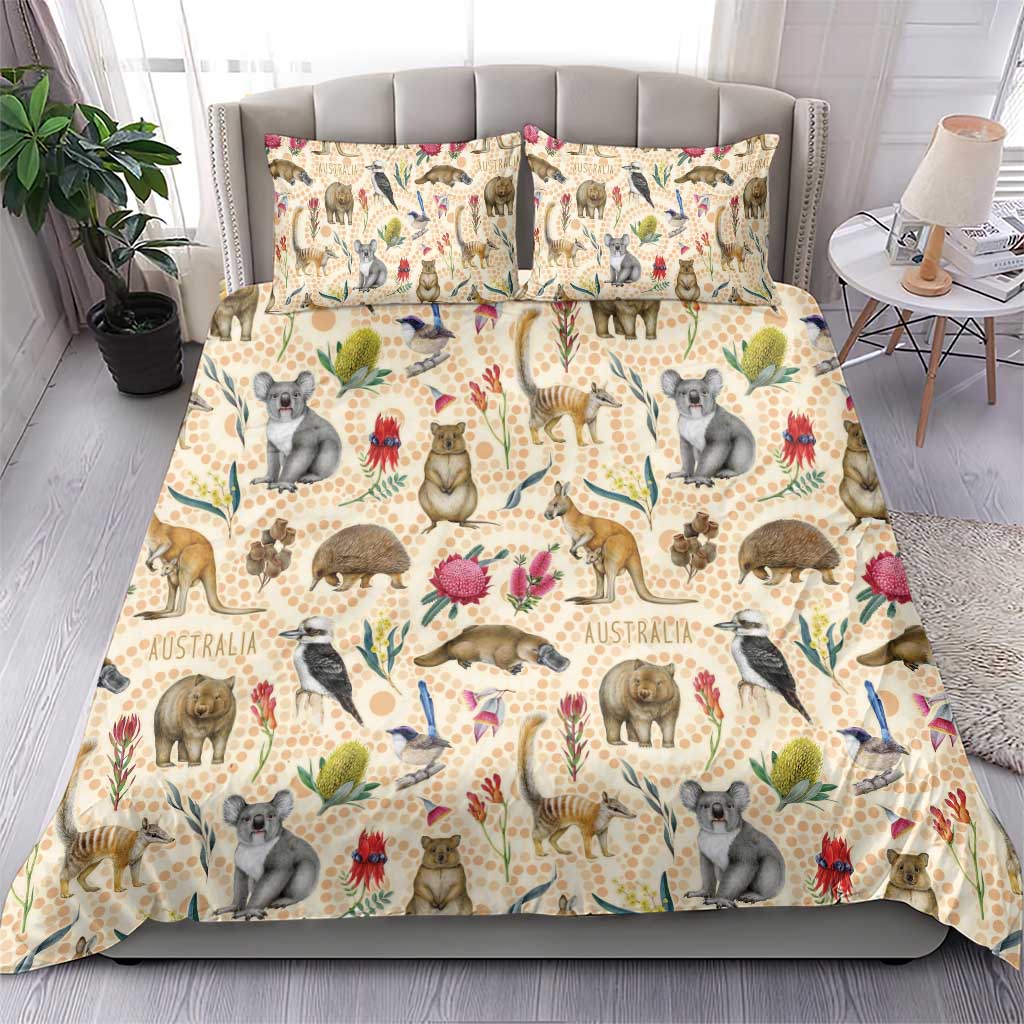Australia Native Animals Bedding Set Aussie Aboriginal Art Seamless Vibes - Aussie Hoodie
