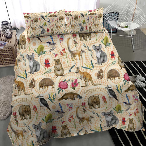 Australia Native Animals Bedding Set Aussie Aboriginal Art Seamless Vibes - Aussie Hoodie