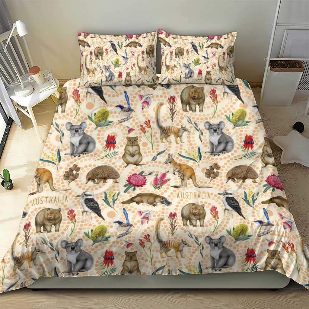 Australia Native Animals Bedding Set Aussie Aboriginal Art Seamless Vibes - Aussie Hoodie