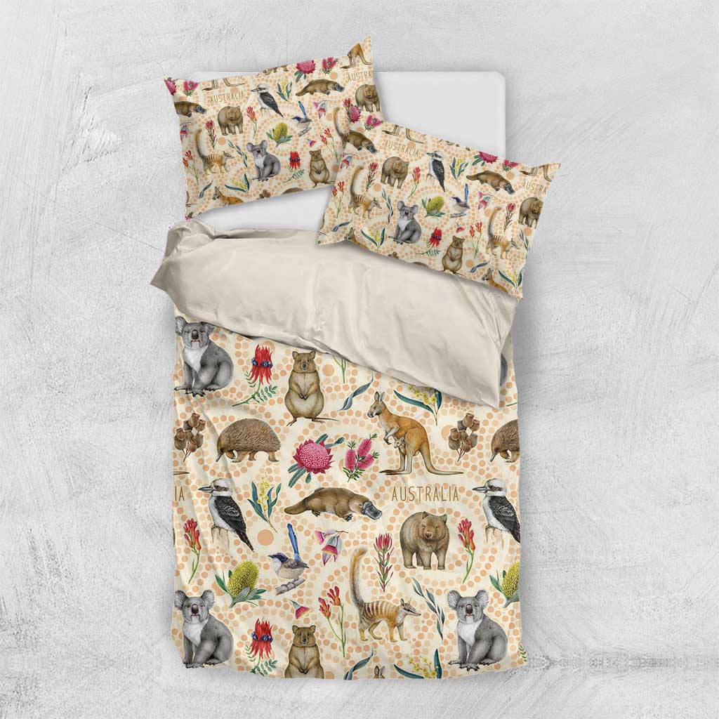 Australia Native Animals Bedding Set Aussie Aboriginal Art Seamless Vibes - Aussie Hoodie