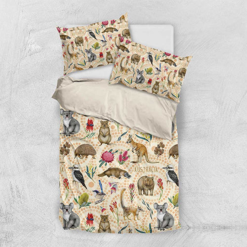 Australia Native Animals Bedding Set Aussie Aboriginal Art Seamless Vibes - Aussie Hoodie