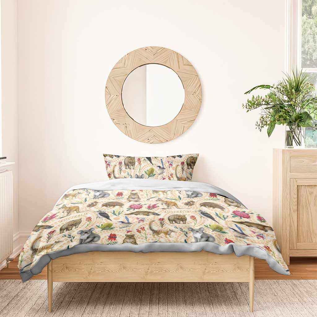 Australia Native Animals Bedding Set Aussie Aboriginal Art Seamless Vibes - Aussie Hoodie