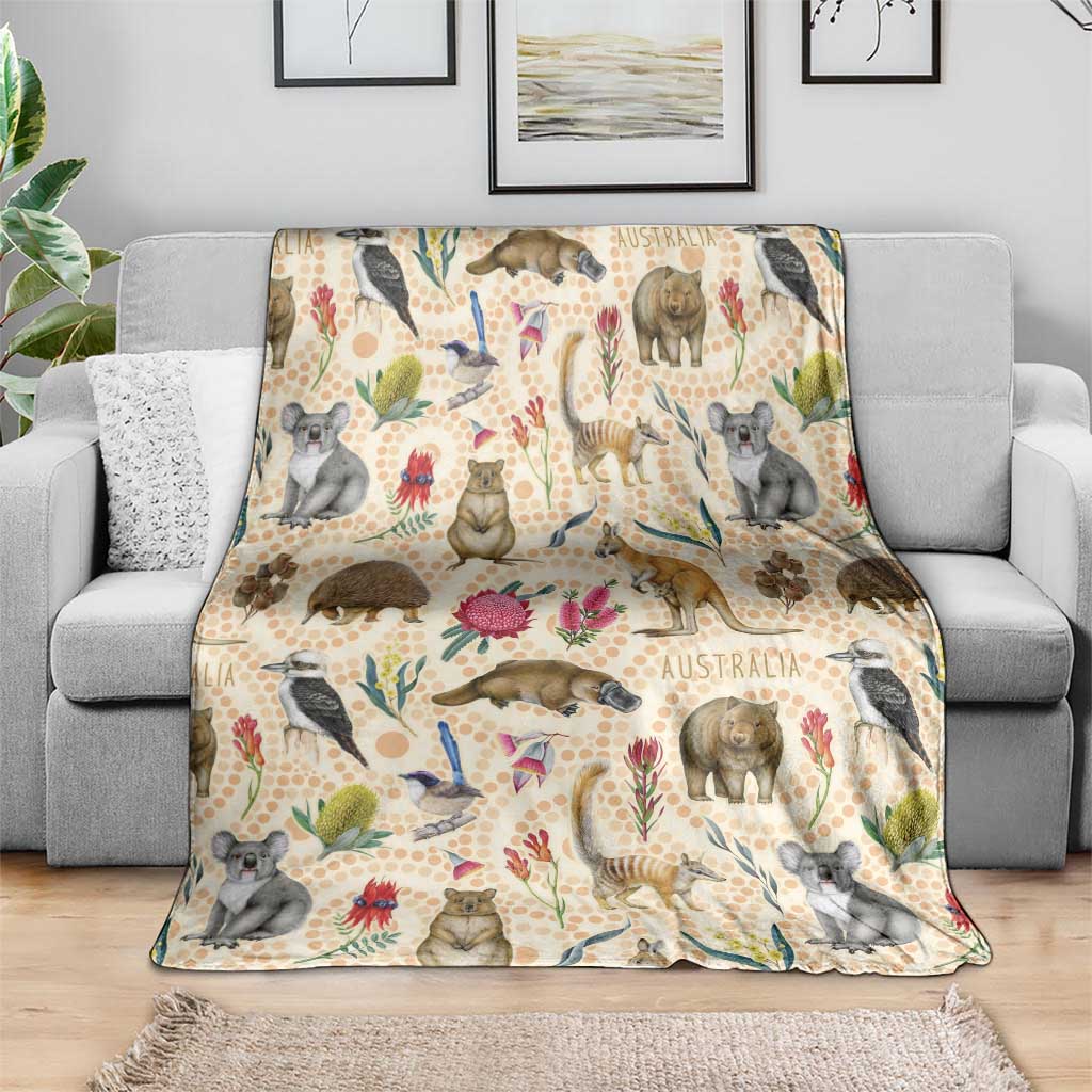 Australia Native Animals Blanket Aussie Aboriginal Art Seamless Vibes - Aussie Hoodie