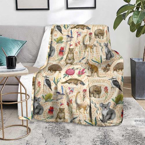 Australia Native Animals Blanket Aussie Aboriginal Art Seamless Vibes - Aussie Hoodie