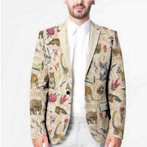 Australia Native Animals Blazer Aussie Aboriginal Art Seamless Vibes - Aussie Hoodie