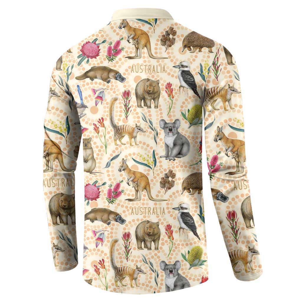 Australia Native Animals Button Sweatshirt Aussie Aboriginal Art Seamless Vibes - Aussie Hoodie