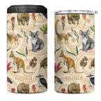 Australia Native Animals 4 in 1 Can Cooler Tumbler Aussie Aboriginal Art Seamless Vibes - Aussie Hoodie