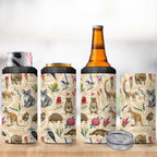 Australia Native Animals 4 in 1 Can Cooler Tumbler Aussie Aboriginal Art Seamless Vibes - Aussie Hoodie