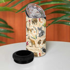 Australia Native Animals 4 in 1 Can Cooler Tumbler Aussie Aboriginal Art Seamless Vibes - Aussie Hoodie