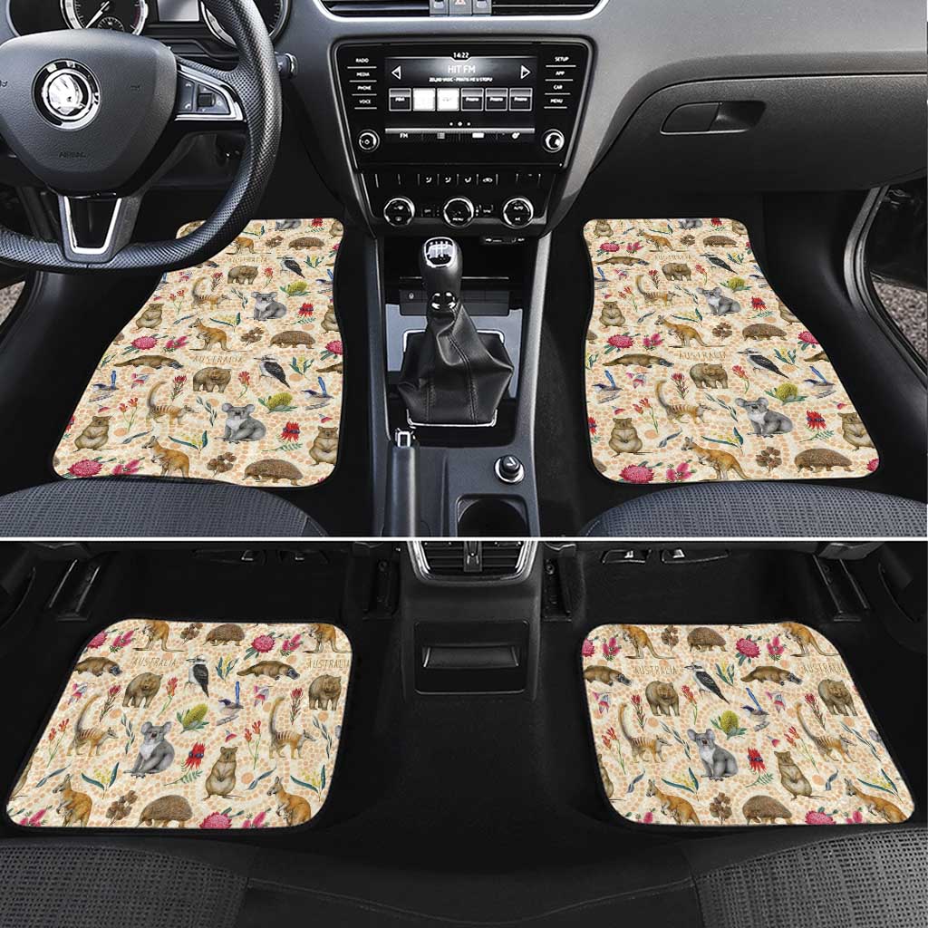 Australia Native Animals Car Mats Aussie Aboriginal Art Seamless Vibes - Aussie Hoodie