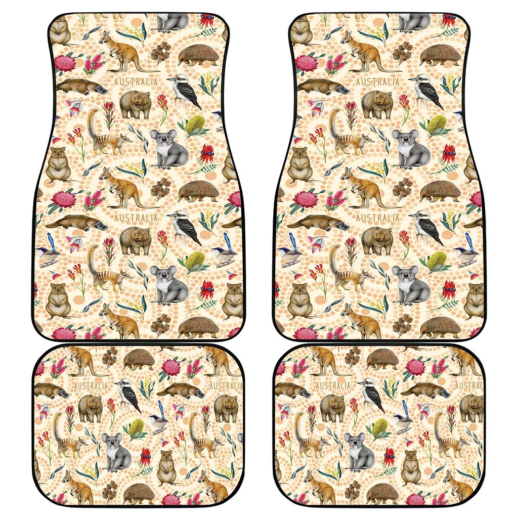 Australia Native Animals Car Mats Aussie Aboriginal Art Seamless Vibes - Aussie Hoodie