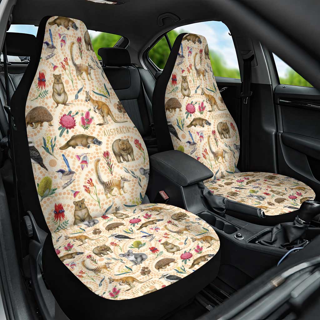 Australia Native Animals Car Seat Cover Aussie Aboriginal Art Seamless Vibes - Aussie Hoodie
