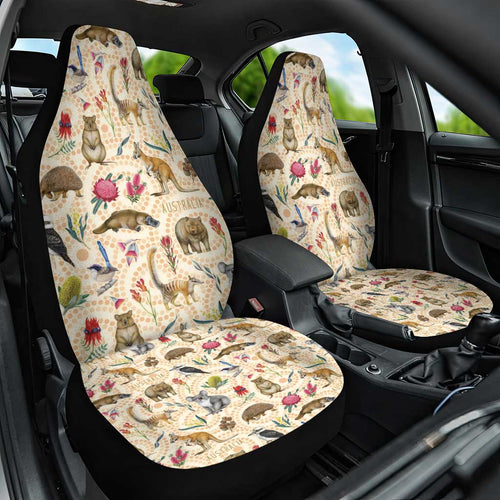 Australia Native Animals Car Seat Cover Aussie Aboriginal Art Seamless Vibes - Aussie Hoodie