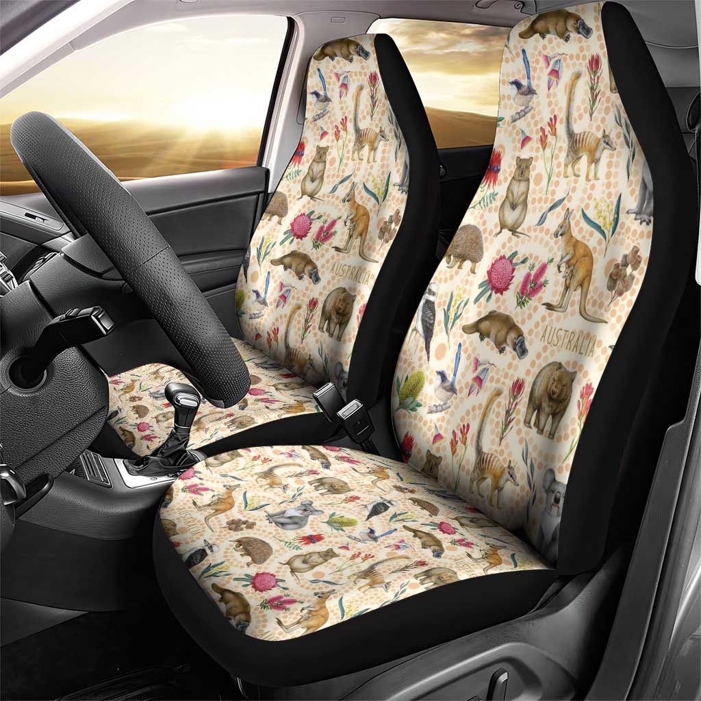 Australia Native Animals Car Seat Cover Aussie Aboriginal Art Seamless Vibes - Aussie Hoodie