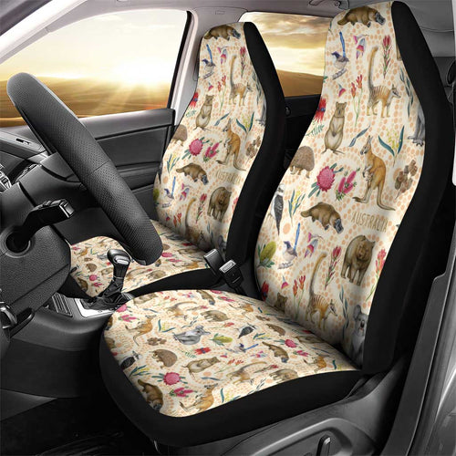Australia Native Animals Car Seat Cover Aussie Aboriginal Art Seamless Vibes - Aussie Hoodie