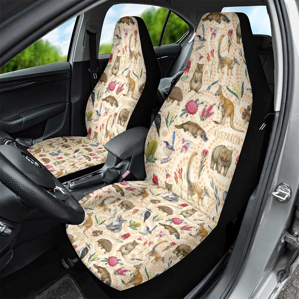 Australia Native Animals Car Seat Cover Aussie Aboriginal Art Seamless Vibes - Aussie Hoodie