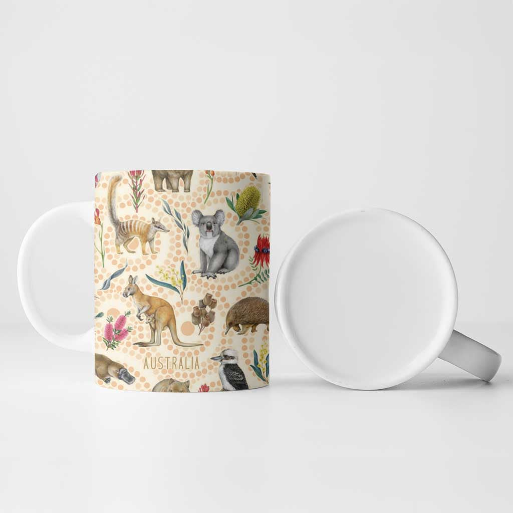 Australia Native Animals Ceramic Mug Aussie Aboriginal Art Seamless Vibes - Aussie Hoodie