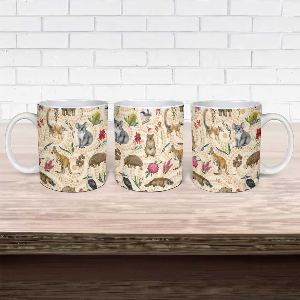 Australia Native Animals Ceramic Mug Aussie Aboriginal Art Seamless Vibes - Aussie Hoodie