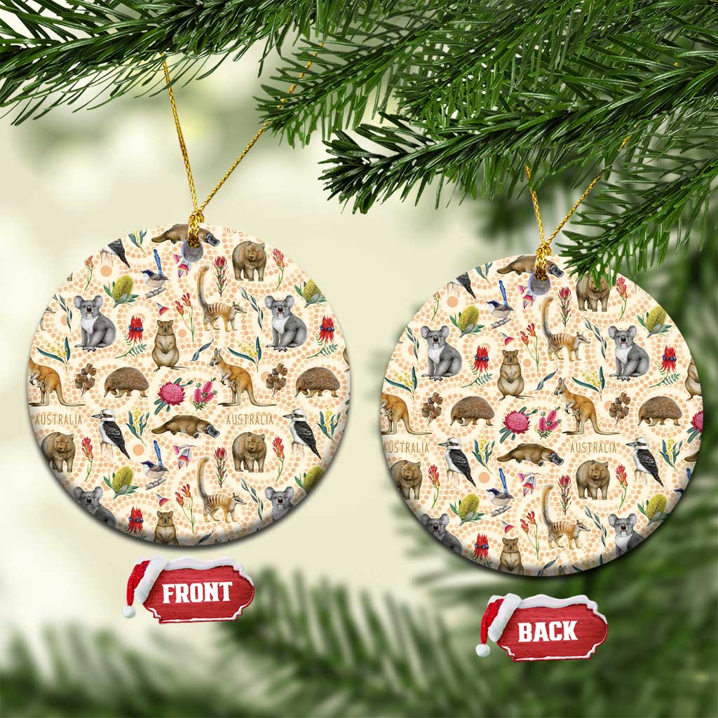 Australia Native Animals Ceramic Ornament Aussie Aboriginal Art Seamless Vibes - Aussie Hoodie