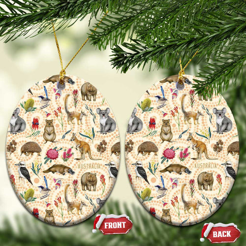 Australia Native Animals Ceramic Ornament Aussie Aboriginal Art Seamless Vibes - Aussie Hoodie