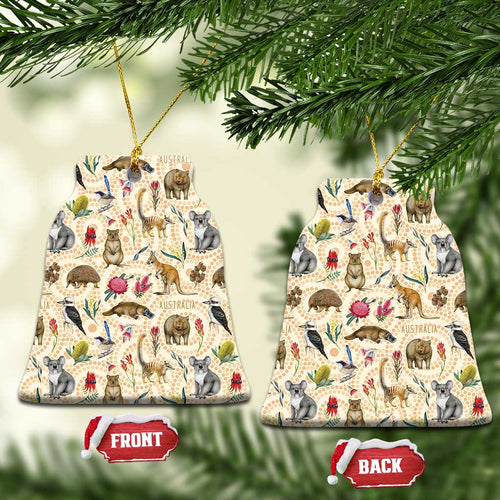 Australia Native Animals Ceramic Ornament Aussie Aboriginal Art Seamless Vibes - Aussie Hoodie