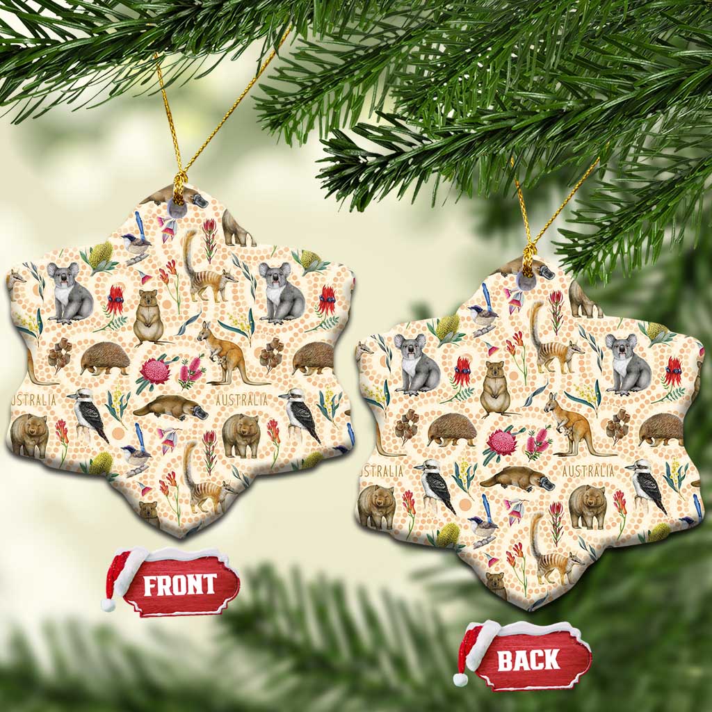 Australia Native Animals Ceramic Ornament Aussie Aboriginal Art Seamless Vibes - Aussie Hoodie