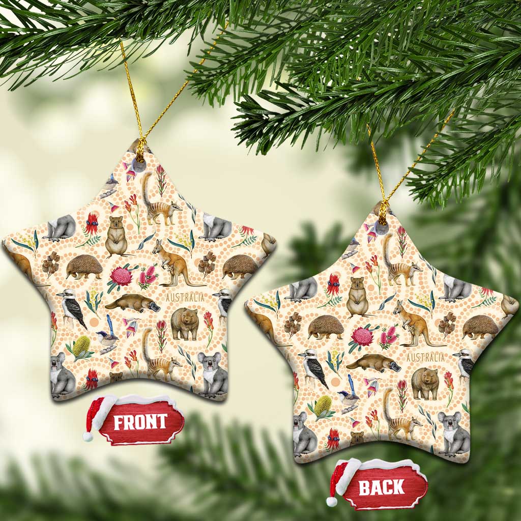 Australia Native Animals Ceramic Ornament Aussie Aboriginal Art Seamless Vibes - Aussie Hoodie