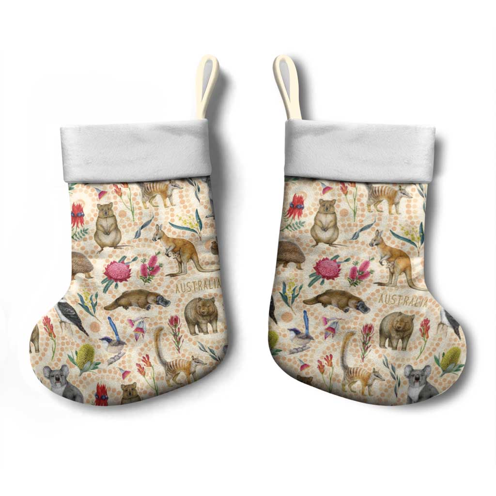 Australia Native Animals Christmas Stocking Aussie Aboriginal Art Seamless Vibes - Aussie Hoodie