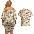 Australia Native Animals Couples Matching Off Shoulder Short Dress and Hawaiian Shirt Aussie Aboriginal Art Seamless Vibes - Aussie Hoodie